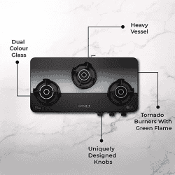 Blowhot Sapphire 3 Burner Stainless Steel Frame Gas Stove