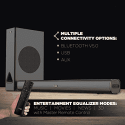 boAt Aavante Bar 1250 80 Watt 2.1 Channel Wireless Bluetooth Soundbar | Premium Black