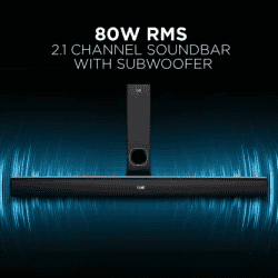 boAt Aavante Bar 1200 80 W Bluetooth Soundbar | Premium Black, 2.1 Channel