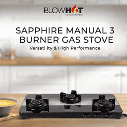 Blowhot Sapphire 3 Burner Stainless Steel Frame Gas Stove