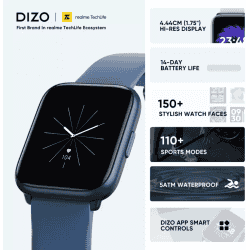 DIZO Watch D Sharp Smart Watch | 1.75 inch | Blue Strap