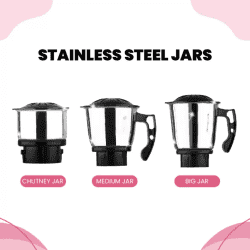 Greenchef Melon Mixer Grinder | 600 W | 3 Jars | Dark pink