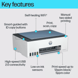 HP Smart Tank 585 All-in-One Multi-function WiFi Color Inkjet Printer  | Grey White