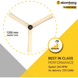 Atomberg Renesa 3 Blade Ceiling Fan | Metallic Gold
