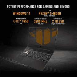 ASUS TUF Gaming Laptop | FA506IHRZ-HN112W | Gaming A15 Ryzen 5 |15.6 inch | Hexa Core AMD R5-4600H | 8 GB/1 TB SSD/Windows 11 Home/4 GB Graphics/NVIDIA GeForce GTX 1650/144 Hz |  Graphite Black