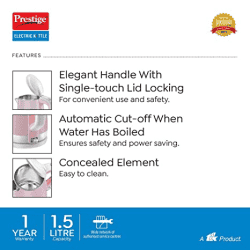 Prestige PKPC 1.5L Electric Kettle | 1500W | Pink