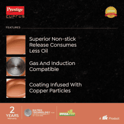 Prestige Cuprus Non-stick Aluminium Fry Pan | 28 cm diameter | 2.8 L capacity | Copper