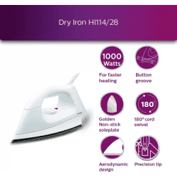 PHILIPS Dry Iron | 1000 W | White | HI114