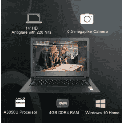 Lenovo Athlon Dual Core 3050U | 4 GB/256 GB SSD/Windows 10 Home | Grey