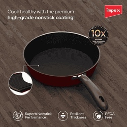 Impex Premium Induction Based Nonstick Coated Aluminium Fry Pan | IFP 2655 | 26 cm | Maroon