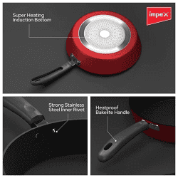 Impex Premium Induction Based Nonstick Coated Aluminium Fry Pan | IFP 2655 | 26 cm | Maroon