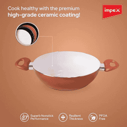 Impex Nonstick Aluminium Kadai Pan | PEARL-2475 | 24 cm | Ceramic Coated