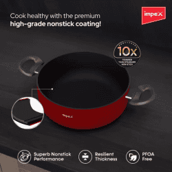 Impex ISP 2810 Non Stick Induction Bottom Biryani Pot with Lid | 28 cm | 6 L | Maroon