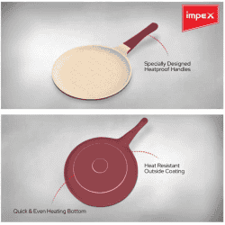 IMPEX RUBY 27 Aluminium Diecast Nonstick Pan Tawa 27 cm diameter | Aluminium
