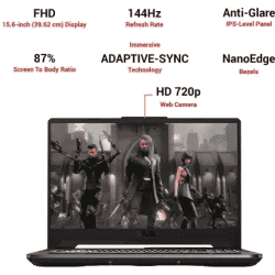 ASUS TUF GAMING A15 Ryzen 7 Octa Core 4800H | 16 GB/512 GB SSD/Windows 11 Home/4 GB Graphics | FA506ICB-HN075W | Graphite Black