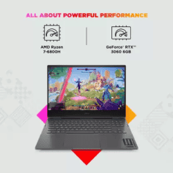 HP Ryzen 7 Gaming Laptop| Octa Core 6800H | 16 GB | 1 TB | 6 GB Graphics  | Mica Silver | 16-n0054AX