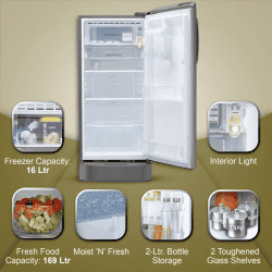 LG Direct Cool Single Door Refrigerator | 185 L | 5 Star | Shiny Steel | GL-D201APZU