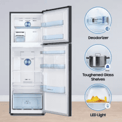 SAMSUNG 322 L Frost Free Double Door 2 Star Convertible Refrigerator | RT37C4522BX/HL | Luxe Black