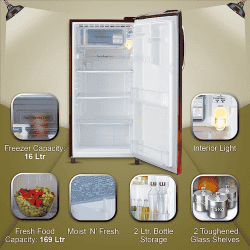 LG | GL-B201ASCD |185 L /3 Star | Direct-Cool Single Door Refrigerator | Scarlet Charm