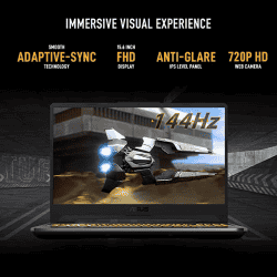 ASUS TUF  Gaming Laptop | FX506HF-HN024W |  F15, Intel Core i5-11400H 11th Gen |15.6-inch | FHD 144Hz | 8GB/512GB SSD/4GB NVIDIA GeForce RTX 2050/Win 11/ RGB Backlit KB | Black