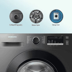 Samsung  Fully-Automatic Front Load Washing Machine | WW80T4040CX1TL | 8 kg | 5 Star | Inox