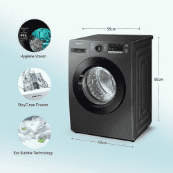 Samsung  Fully-Automatic Front Load Washing Machine | WW80T4040CX1TL | 8 kg | 5 Star | Inox