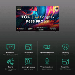 TCL 55P635 Pro | 139 cm (55 inch) | 4K Ultra HD LED Android TV with Google Assistant | Black