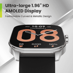 Amazfit Pop 3S Smart Watch | 1.96 | AMOLED Display | Bluetooth Calling | SpO2 | Black