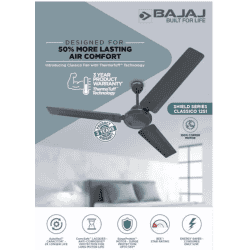 BAJAJ CLASSICO 12S1 3 Blade Ceiling Fan | 1200 mm | Coal Mine Grey