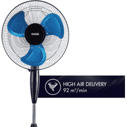 USHA Colossus Ultra High Speed 3 Blade Pedestal Fan | 400 mm | Blue