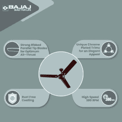 BAJAJ Glide 3 Blade Ceiling Fan | 1200 mm | Classy Red Wine