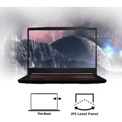 MSI Gaming Laptop |15.6 Inch | GF63 Thin 11SC-1298IN | Core i7 11800H 11th Gen | 16 GB/1 TB HDD/256 GB SSD/Windows 11 Home/4 GB Graphics/NVIDIA GeForce GTX 1650 | Black