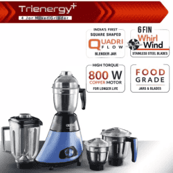 USHA Trienergy Mixer Grinder | 800 W | 4 Jars | Blue, Black | TP800MX4
