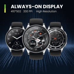 AMAZFIT POP 3R Smart Watch with AMOLED Display | BT Calling and AI Voice Assistance Smartwatch | Silver Black Premium Strap