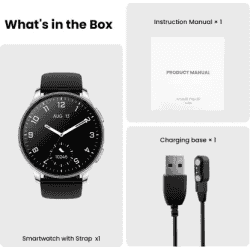 AMAZFIT POP 3R Smart Watch with AMOLED Display | BT Calling and AI Voice Assistance Smartwatch | Silver Black Premium Strap
