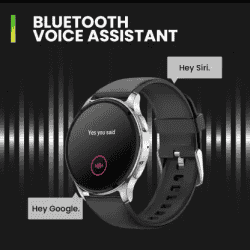 AMAZFIT POP 3R Smart Watch with AMOLED Display | BT Calling and AI Voice Assistance Smartwatch | Silver Black Premium Strap