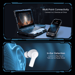 boAt  Airdopes Flex 454 ANC TWS Earbuds with Smart Features | 60HRS Playback Quad Mics ENx Tech | Zinc White