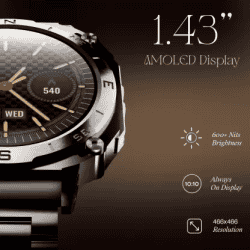 boAt Enigma X500 Smartwatch with Bluetooth Calling | AMOLED Display | IP68 Sweat Resistant | Classic Silver