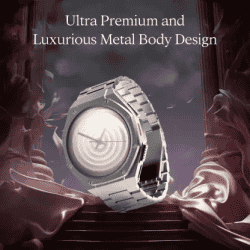 boAt Enigma X600 Smartwatch with Bluetooth Calling | AMOLED Display | IP68 Water Resistant | Classic Silver Strap