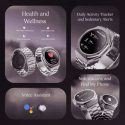 boAt Enigma X600 Smartwatch with Bluetooth Calling | AMOLED Display | IP68 Water Resistant | Classic Silver Strap