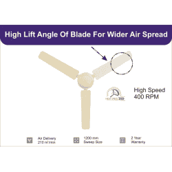 USHA Racer Ceiling Fan | Ultra High Speed  | 3 Blade | 1200 mm | Rich Ivory