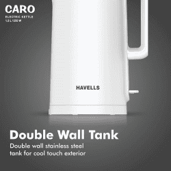 Havells Caro 1.5 litre Double Wall Electric Kettle | 1250 Watt | White