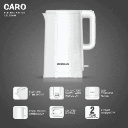 Havells Caro 1.5 litre Double Wall Electric Kettle | 1250 Watt | White