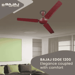BAJAJ Edge Ceiling Fan | 1200 mm | 3 Blade | Brown
