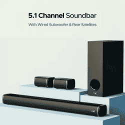 boAt Aavante Bar 2400 Bluetooth Soundbar | Wired Subwoofer | 5.1 Channel | Black