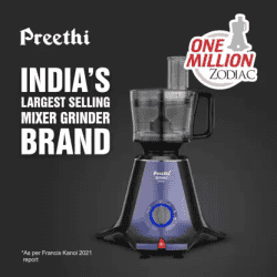 Preethi Zodiac Glitter MG 264 Mixer Grinder | 750 Watt | 5 Jars | Lavender, Black