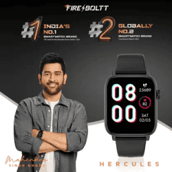 Fire-Boltt Hercules | 1.83" Large Display, BT Calling with Voice Assist & Metal Body Smartwatch | Black Strap, Free Size