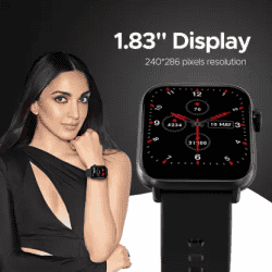Fire-Boltt Hercules | 1.83" Large Display, BT Calling with Voice Assist & Metal Body Smartwatch | Black Strap, Free Size