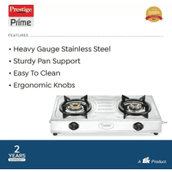 Prestige Prime Stainless Steel Manual Gas Stove | 2 Burner