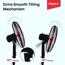 IMPEX Breeze O5 Pedestal Fan | 400 mm | 3 Blade | Black